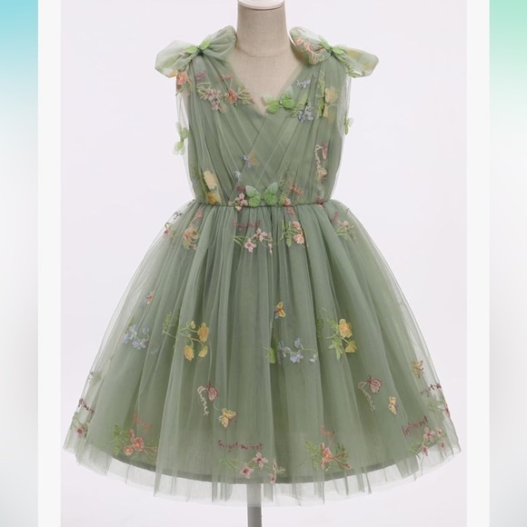 IMEKIS Toddler Kids Girls Butterfly Dress Sparkle Sequins Tulle Formal 2-3T - Picture 3 of 9